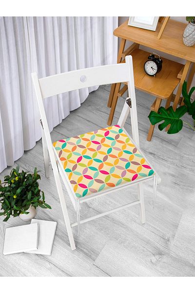 Realhomes Colorful Geometric Circular Motif Digital Printed Modern Zippered Chair Cushion