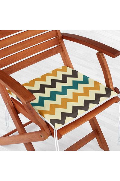 Realhomes Modern Zigzag Pattern Digital Printed Zippered Chair Cushion