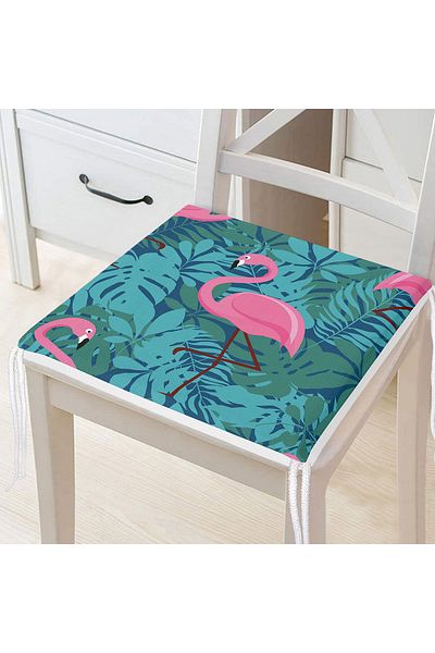 Realhomes Flamingo Patterned Digital Printed Zippered Chair Cushion