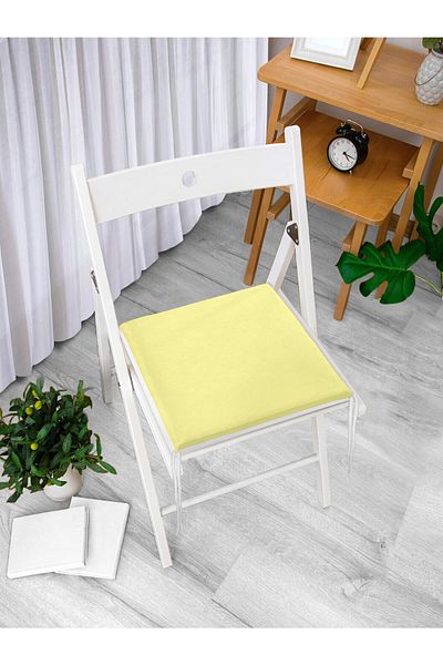 Realhomes Yellow Colored Digital Printed Zippered Chair Cushion