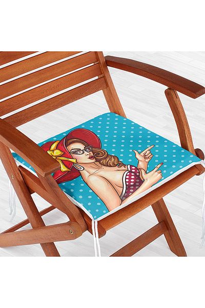 Realhomes Pop Art Illustrated Digital Printed Zippered Chair Cushion