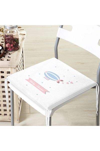 Realhomes Modern Zippered Chair Cushion with Balloon Design on White Background