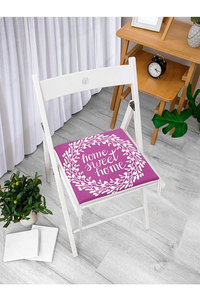 Realhomes Home Sweet Home Digital Printed Zippered Chair Cushion