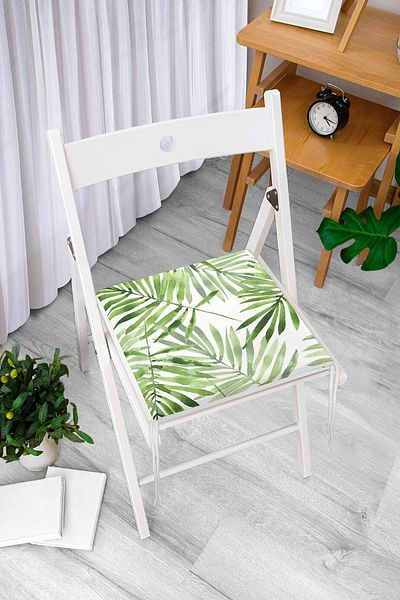 Realhomes Watercolor Thin Leaves Modern Design Zippered Chair Cushion