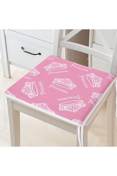 Realhomes Princess Crown Motif Digital Printed Special Design Modern Zippered Chair Cushion
