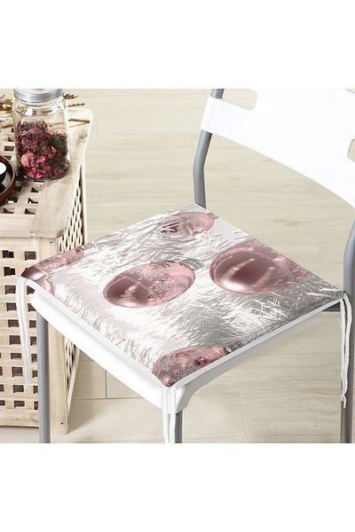 Realhomes Christmas Spheres Digital Printed Zippered Chair Cushion