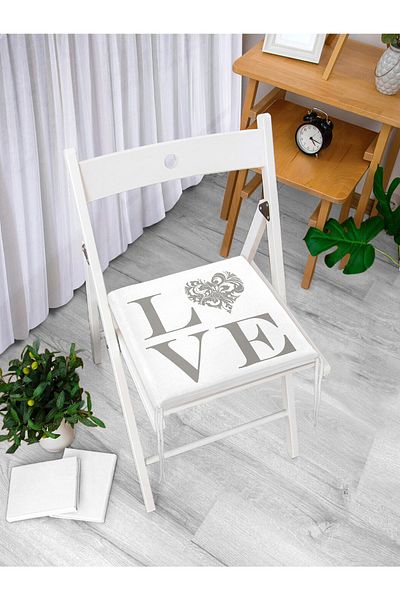 Realhomes Love Themed Digital Printed Zippered Chair Cushion