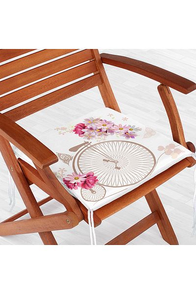 Realhomes Modern Bicycle Patterned Digital Printed Zippered Chair Cushion