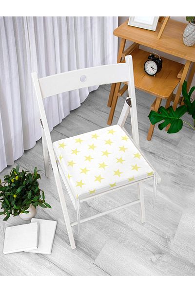 Realhomes Yellow Star Zippered Chair Cushion