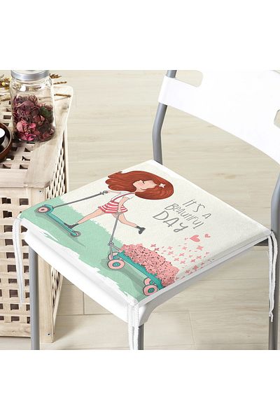 Realhomes Fashion Girl Ψηφιακό εμπριμέ μοντέρνο μαξιλάρι καρέκλας με φερμουάρ