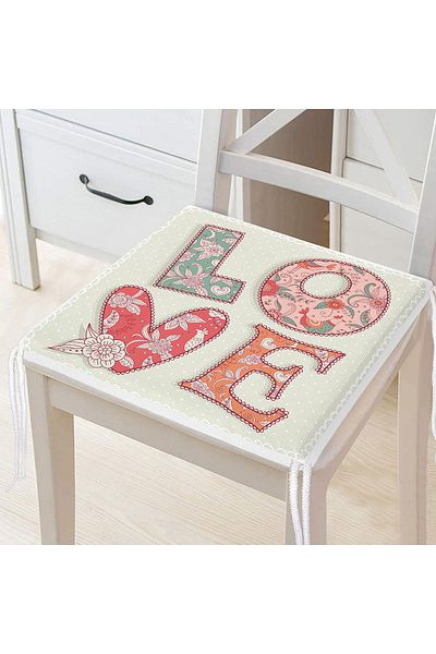 Realhomes Love Themed Digital Printed Zippered Chair Cushion