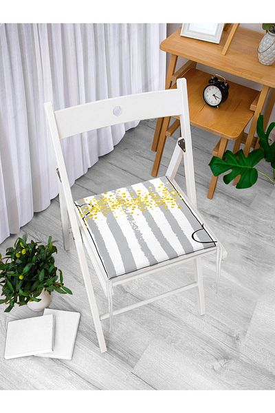 Realhomes Pernă de scaun modernă cu fermoar, cu temă cu buline, în dungi, alb, gri