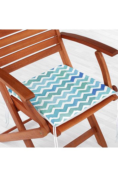 Realhomes Water Painted Zigzag Patterned Digital Printed Zippered Chair Cushion