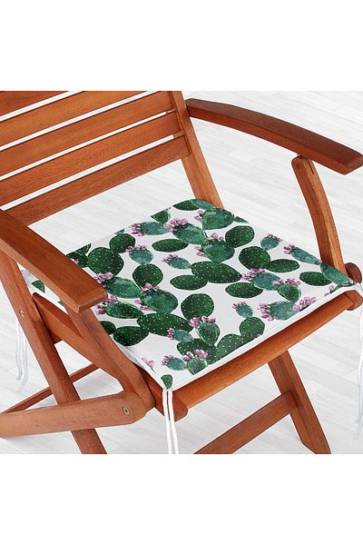 Realhomes Cactus Patterned Watercolor Colorful Modern Zippered Chair Cushion