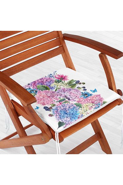 Realhomes Lilac Color Cluster Lily Patterned Digital Printed Zippered Chair Cushion