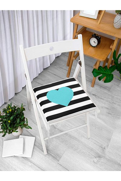 Realhomes Modern Heart Patterned Digital Printed Zippered Chair Cushion