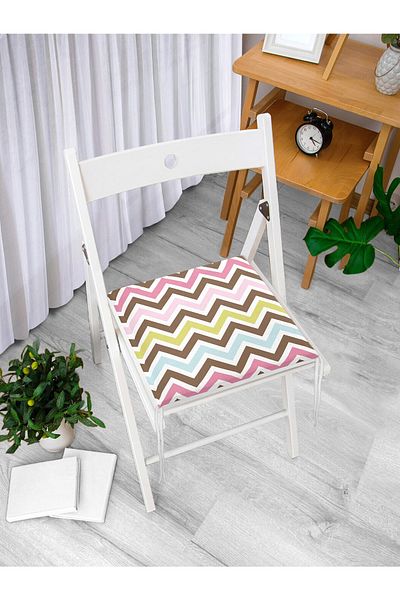 Realhomes Modern Zigzag Digital Printed Modern Zippered Chair Cushion