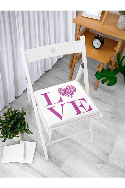 Realhomes Love Themed Digital Printed Zippered Chair Cushion