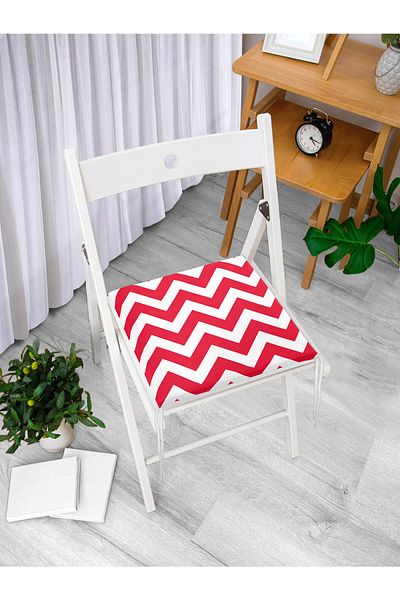 Realhomes Modern Zigzag Patterned Digital Printed Zippered Chair Cushion