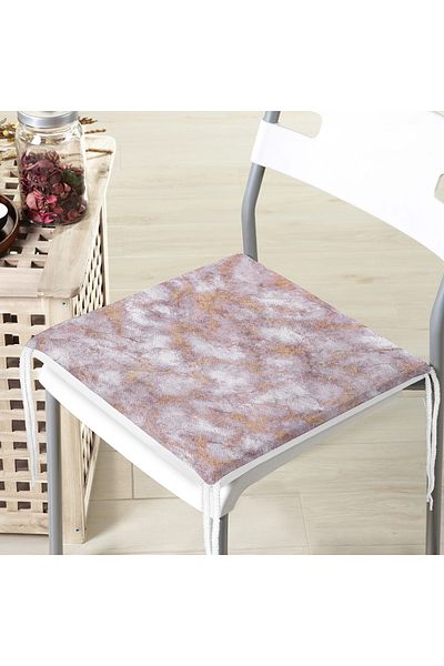 Realhomes Powder Colored Marble Patterned Digital Printed Zippered Chair Cushion