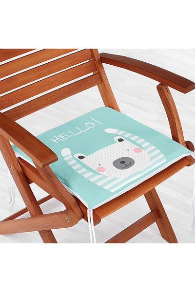 Realhomes Modern Zippered Chair Cushion with Cute Teddy Bear on Green Background