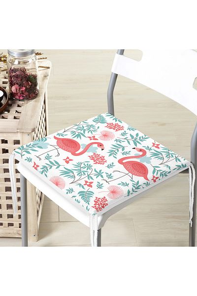 Realhomes Modern Flamingo Patterned Digital Printed Zippered Chair Cushion