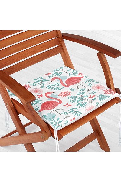 Realhomes Modern Flamingo Patterned Digital Printed Zippered Chair Cushion