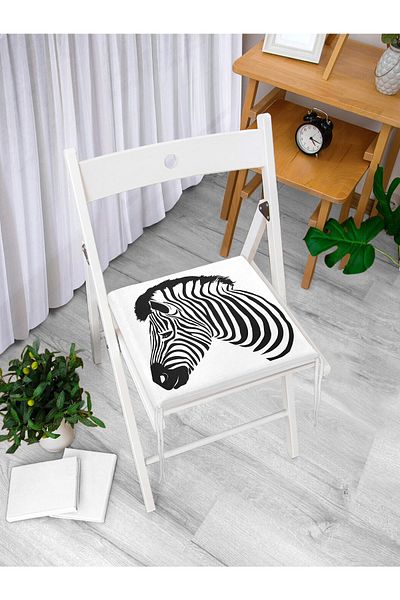 Realhomes Zebra Figured Digital Printed Modern Zippered Chair Cushion