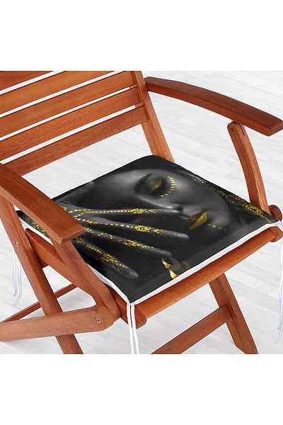 Realhomes Women's Black 3D Digital Printed Zippered Chair Cushion