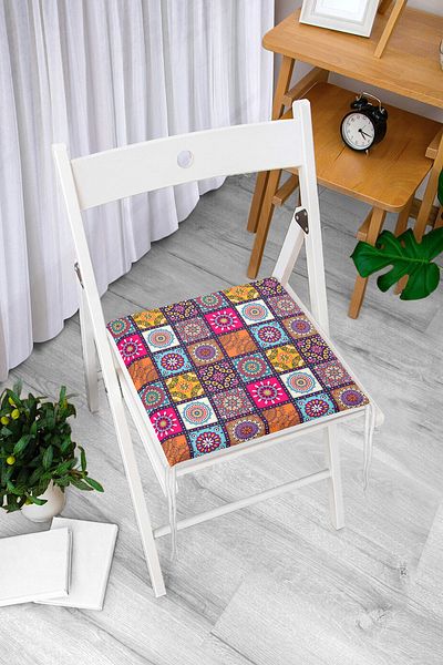 Realhomes Checkered Ethnic Patterned Special Design Modern Zippered Chair Cushion