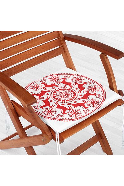 Realhomes Geometric Christmas Deers Digital Printed Zippered Chair Cushion