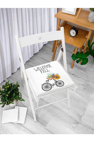 Realhomes Welcome Fall Written Digital Printed Zippered Chair Cushion