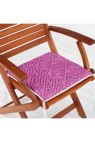Realhomes Pink Written Zippered Chair Cushion with Pink Background