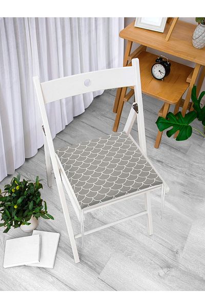 Realhomes Gray Geometric Sequin Patterned Digital Printed Zippered Chair Cushion