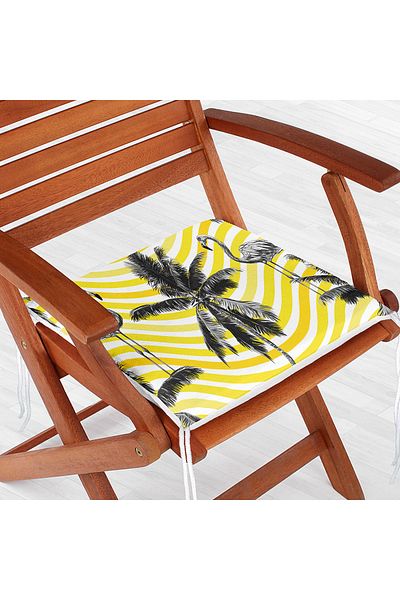 Realhomes Flamingo Patterned Digital Printed Zippered Chair Cushion