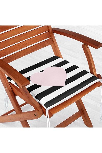 Realhomes Modern Heart Patterned Digital Printed Zippered Chair Cushion