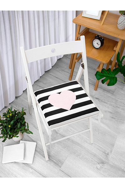 Realhomes Modern Heart Patterned Digital Printed Zippered Chair Cushion