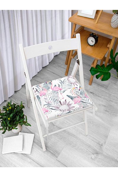 Realhomes Flamingo Patterned Digital Printed Zippered Chair Cushion