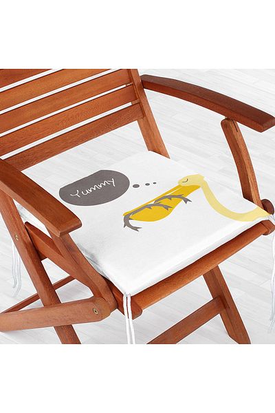 Realhomes Special Design Children's Room Zippered Chair Cushion with Stork Motif on White Background