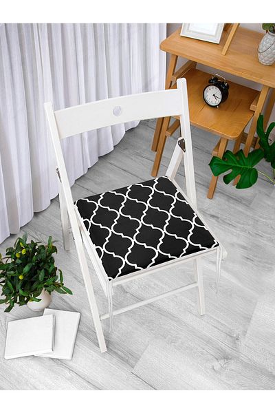 Realhomes Μαξιλάρι καρέκλας με φερμουάρ σε μαύρο φόντο Ogea με μοτίβο ψηφιακής εκτύπωσης