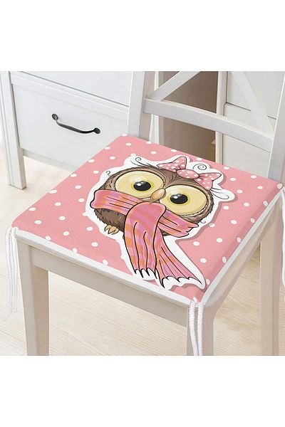 Realhomes Owl Patterned Digital Printed Zippered Chair Cushion