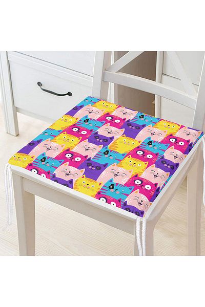Realhomes Colorful Kitties Children's Room Special Design Modern Zippered Chair Cushion