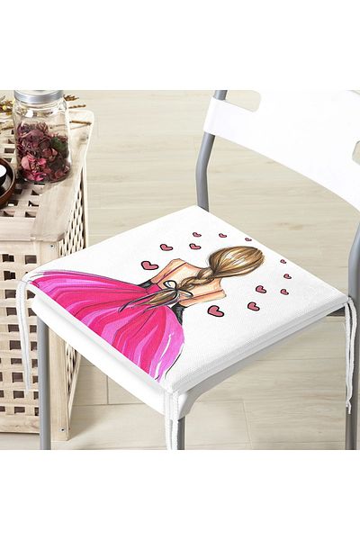 Realhomes Ballerina Girl Drawing Digital Printed 3D Zippered Chair Cushion