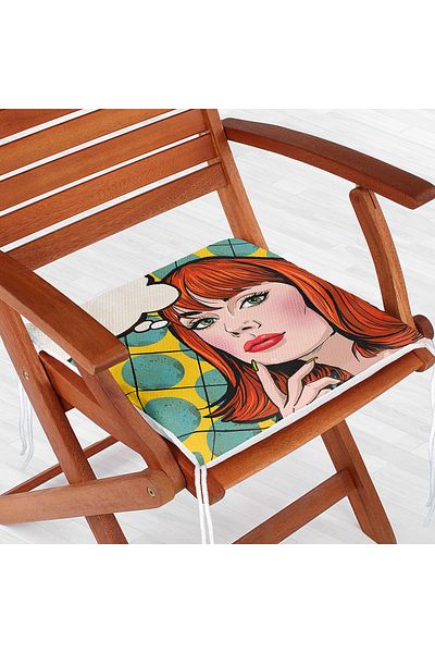 Realhomes Pop Art Illustrated Digital Printed Zippered Chair Cushion
