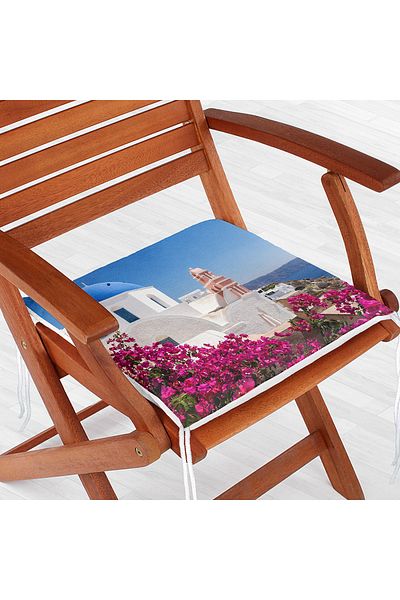 Realhomes Pernă de scaun cu fermoar cu imprimare digitală cu motiv peisaj floral violet