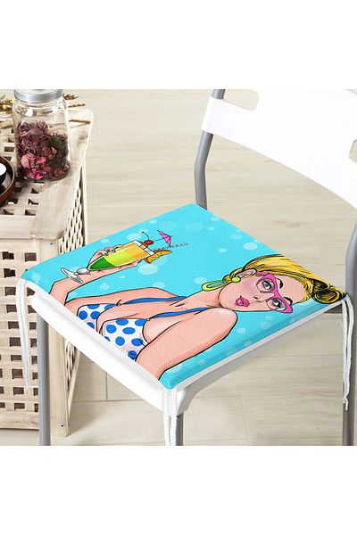 Realhomes Pop Art Girl Special Design Zippered Chair Cushion