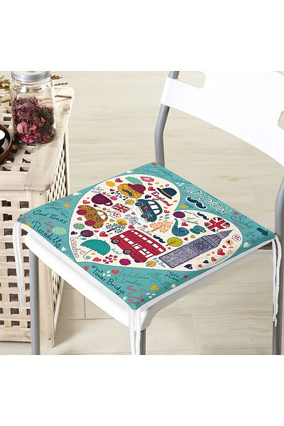Realhomes London Themed Digital Printed Zippered Chair Cushion