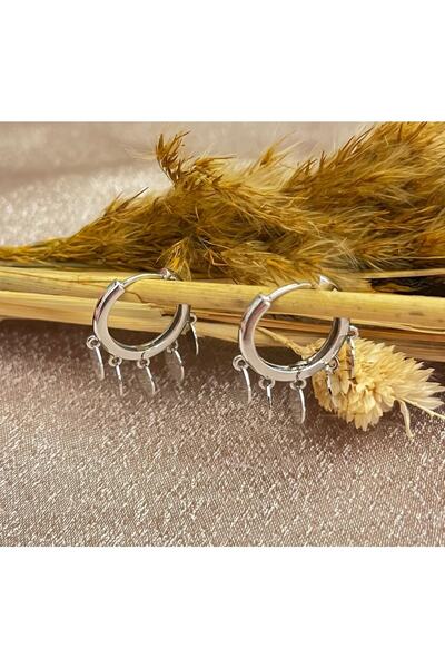 Markiz Takı Pul Sallantılı Gümüş Halka Küpe İç Çap 2 Cm