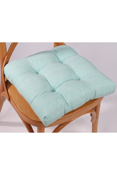 ALTINPAMUK Pernă pentru scaun umflată verde apă Lina cu cusut special și dantelă 40x40 cm