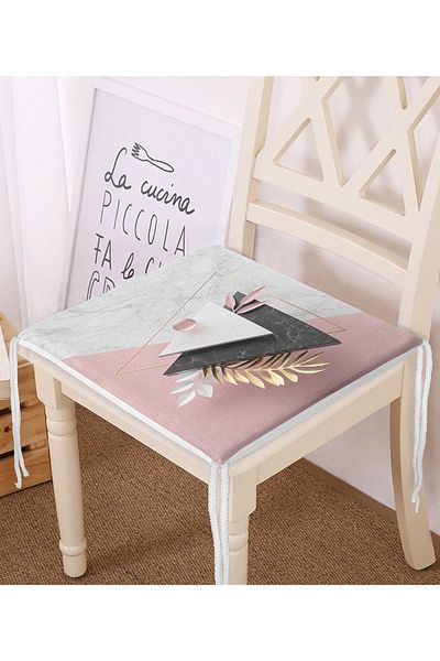 Realhomes Modern Triangle Marble Patterned 3D Digital Printed Zippered Chair Cushion